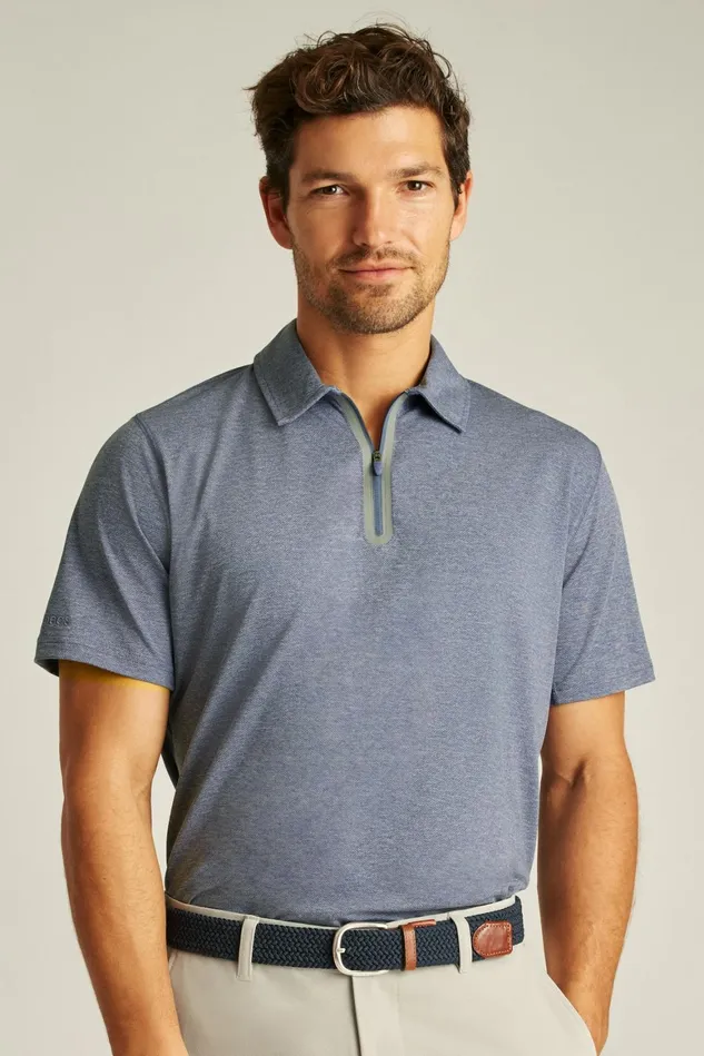 Men All Day Zip Golf Polo Space Blue Bonobos Golf Polos and Tops