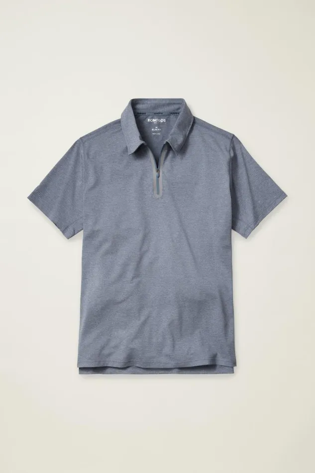 Men All Day Zip Golf Polo Space Blue Bonobos Golf Polos and Tops