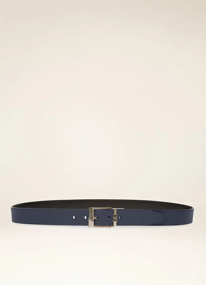 Men Bally Belts Parker 8211 Leather 35mm Belt In Navy and Black