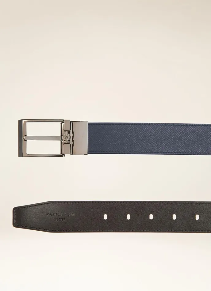 Men Bally Belts Parker 8211 Leather 35mm Belt In Navy and Black