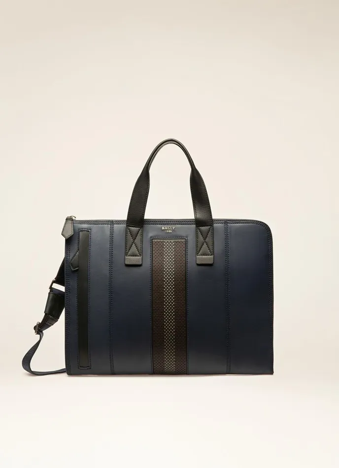 Men Bally Business Bags Henri 8211 Leather Business Bag In Navy