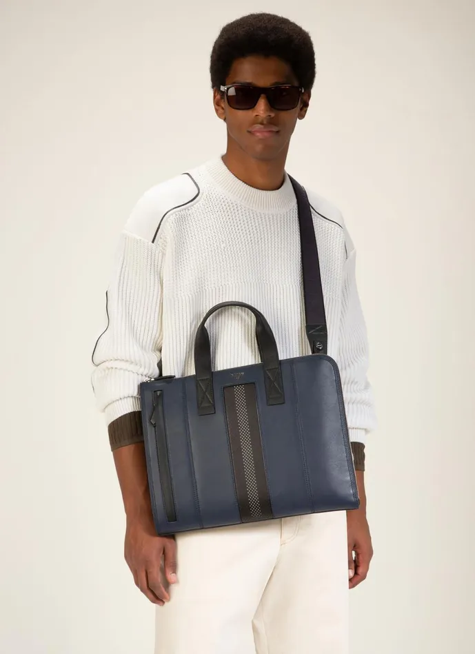 Men Bally Business Bags Henri 8211 Leather Business Bag In Navy