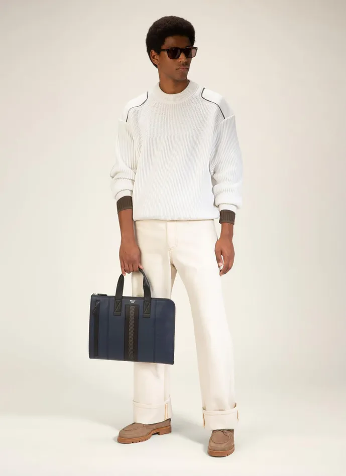 Men Bally Business Bags Henri 8211 Leather Business Bag In Navy