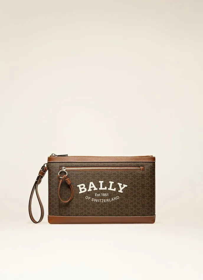 Men Bally Clutches and Portfolios Chanley 8211 TPU Clutch Bag In Brown