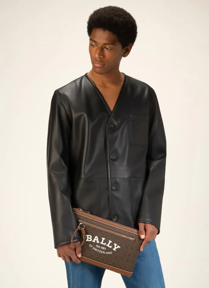 Men Bally Clutches and Portfolios Chanley 8211 TPU Clutch Bag In Brown