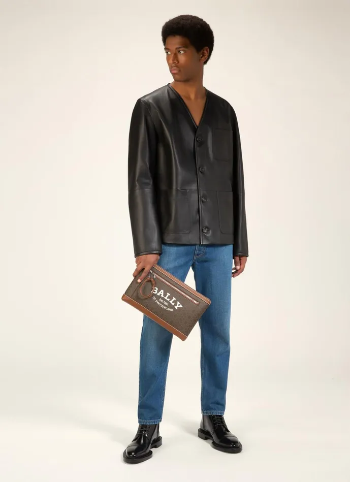 Men Bally Clutches and Portfolios Chanley 8211 TPU Clutch Bag In Brown
