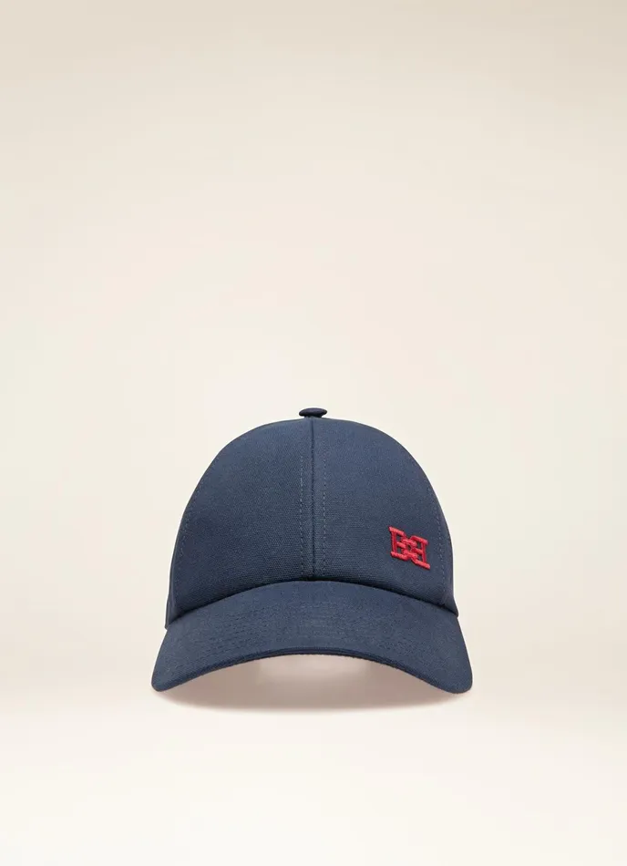 Men Bally Gloves And Hats BChain Cap 8211 Cotton Hat In Navy