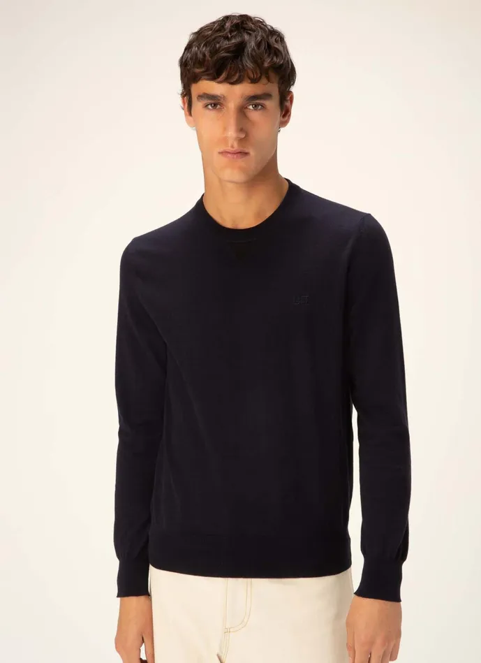 Men Bally Knitwear BChain Sweater 8211 Cotton and Cashmere Knitwear In Navy