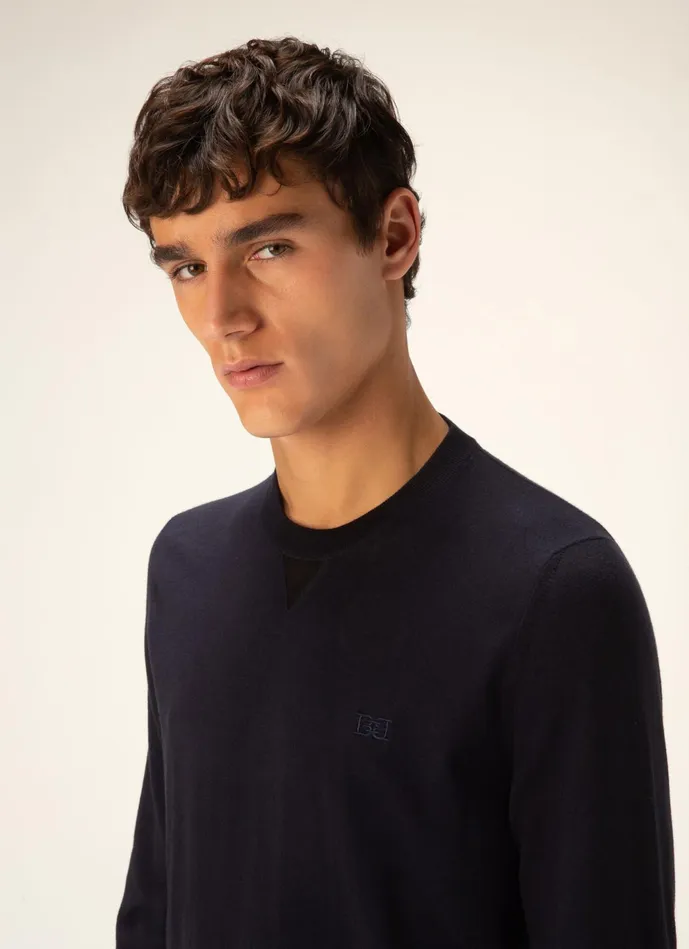 Men Bally Knitwear BChain Sweater 8211 Cotton and Cashmere Knitwear In Navy