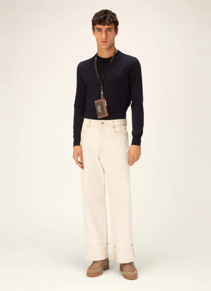 Men Bally Knitwear BChain Sweater 8211 Cotton and Cashmere Knitwear In Navy