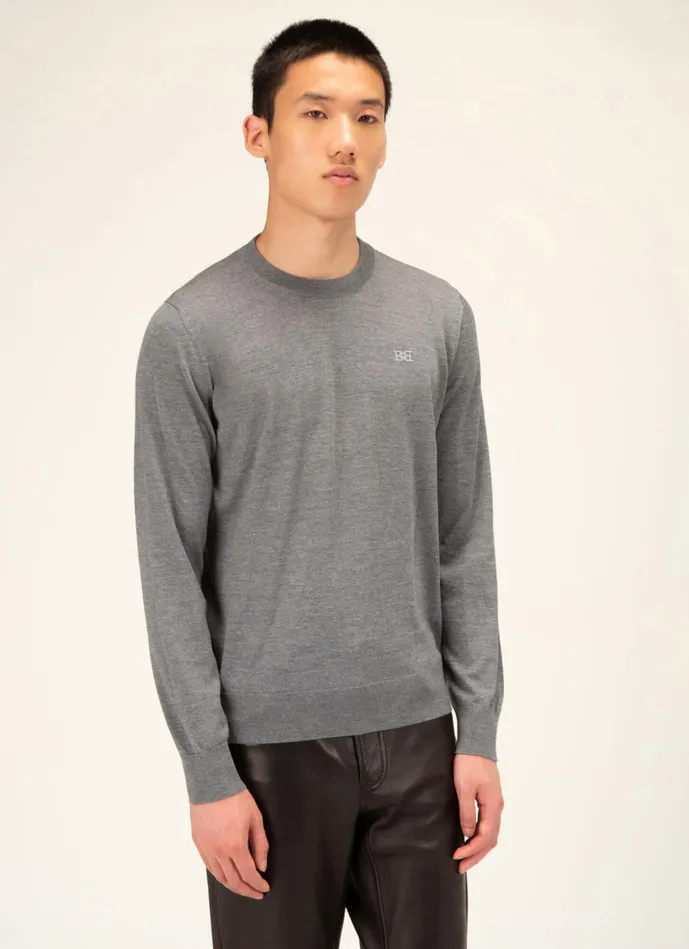 Men Bally Knitwear Merino Sweater 8211 Merino Wool Top In Grey