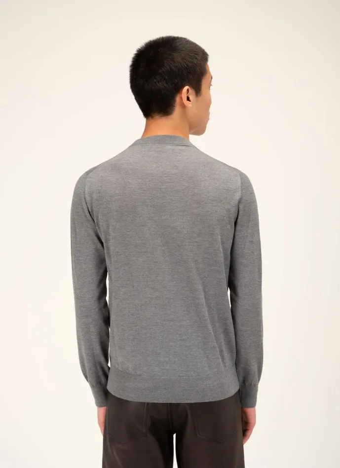 Men Bally Knitwear Merino Sweater 8211 Merino Wool Top In Grey