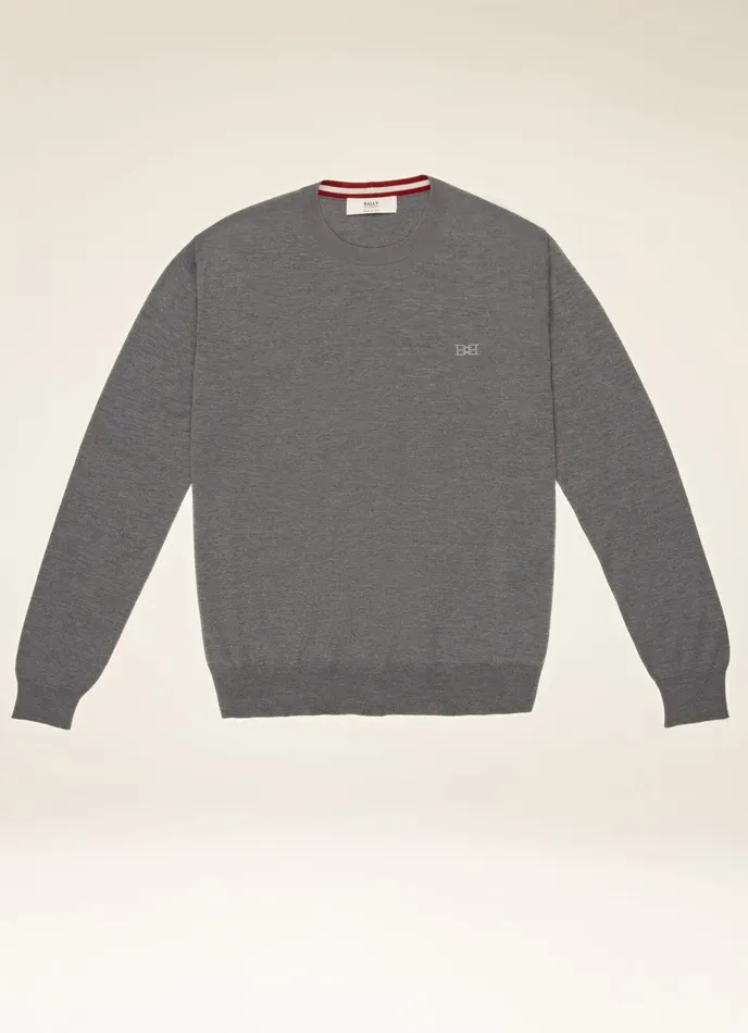 Men Bally Knitwear Merino Sweater 8211 Merino Wool Top In Grey