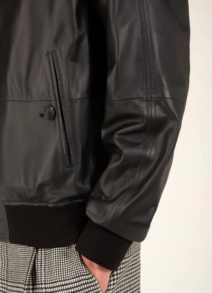Men Bally Leather Bomber Jacket 8211 Leather Outerwear In Black