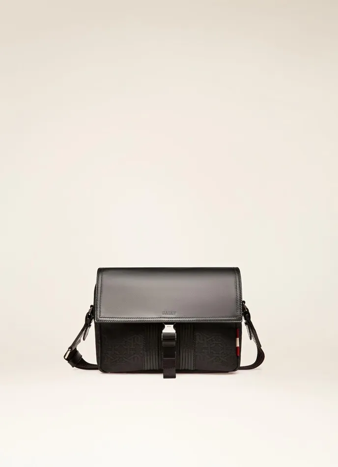 Men Bally Messenger Bags Andres Small 8211 Recycled Fabric and Leather Messenger Bag In Black