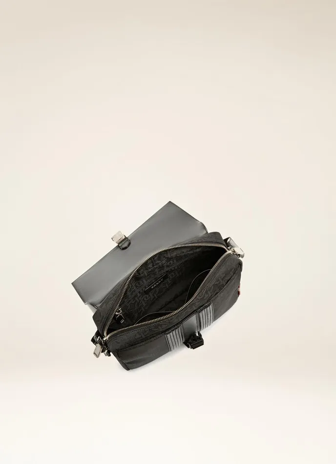 Men Bally Messenger Bags Andres Small 8211 Recycled Fabric and Leather Messenger Bag In Black