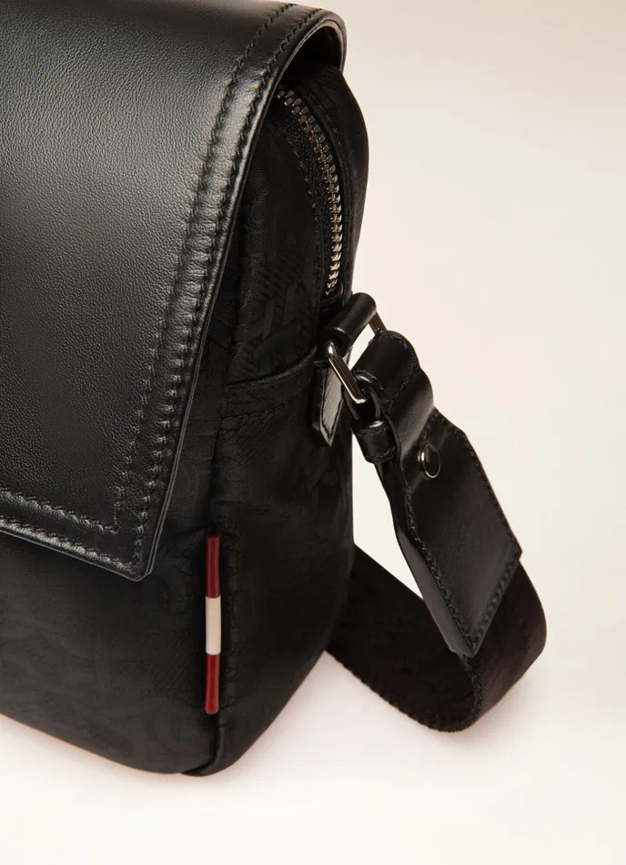 Men Bally Messenger Bags Andres Small 8211 Recycled Fabric and Leather Messenger Bag In Black