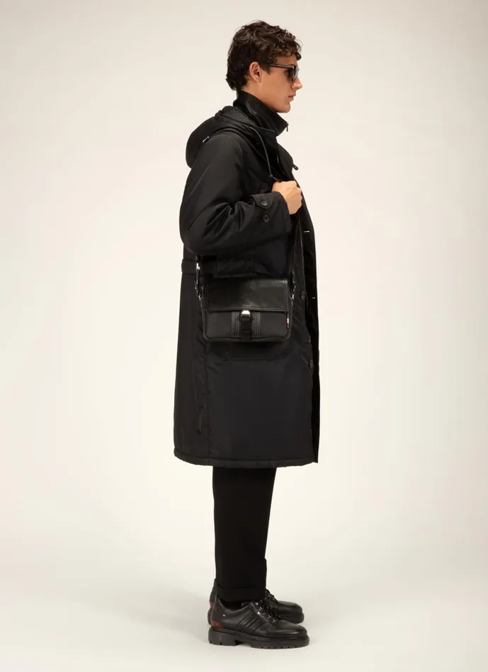 Men Bally Messenger Bags Andres Small 8211 Recycled Fabric and Leather Messenger Bag In Black