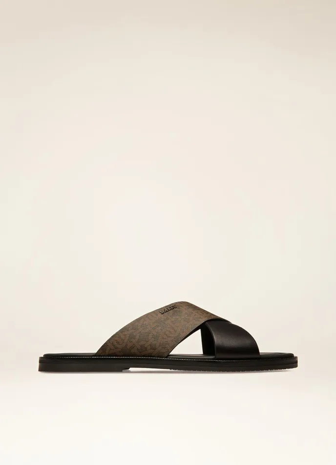 Men Bally Sandals And Slides Jair 8211 TPU and Leather Sandals In Brown and Black