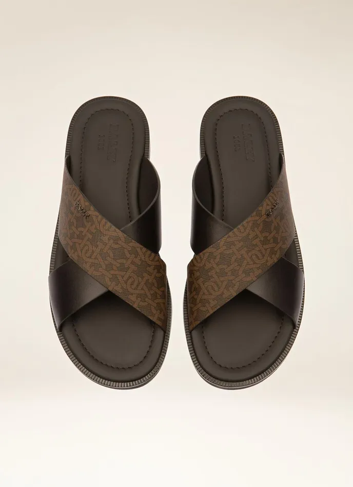 Men Bally Sandals And Slides Jair 8211 TPU and Leather Sandals In Brown and Black
