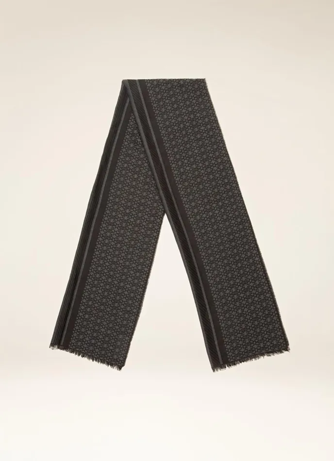 Men Bally Scarves Bally Monogram Scarf 8211 Wool Mix Accessory In Grey and Black