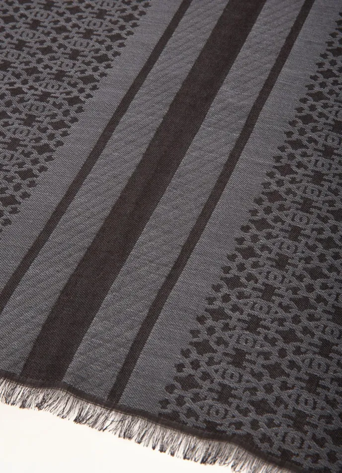 Men Bally Scarves Bally Monogram Scarf 8211 Wool Mix Accessory In Grey and Black
