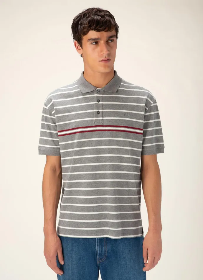 Men Bally Shirts And TShirts Striped Polo Shirt 8211 Cotton Top In Grey