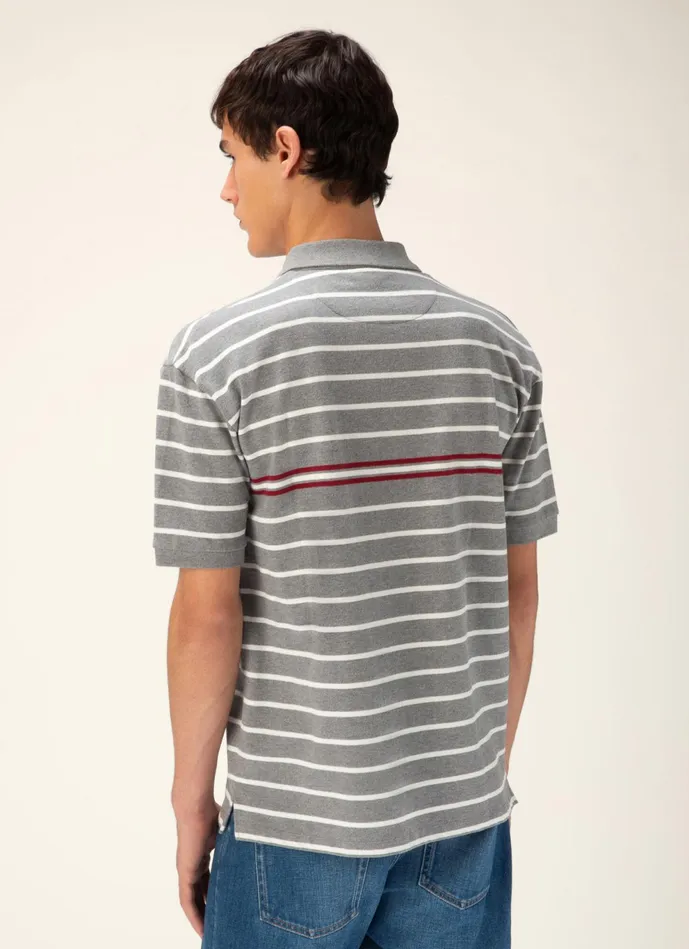 Men Bally Shirts And TShirts Striped Polo Shirt 8211 Cotton Top In Grey