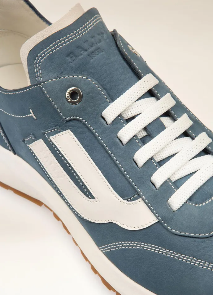 Men Bally Sneakers Demyl 8211 Leather Sneakers In Blue and White