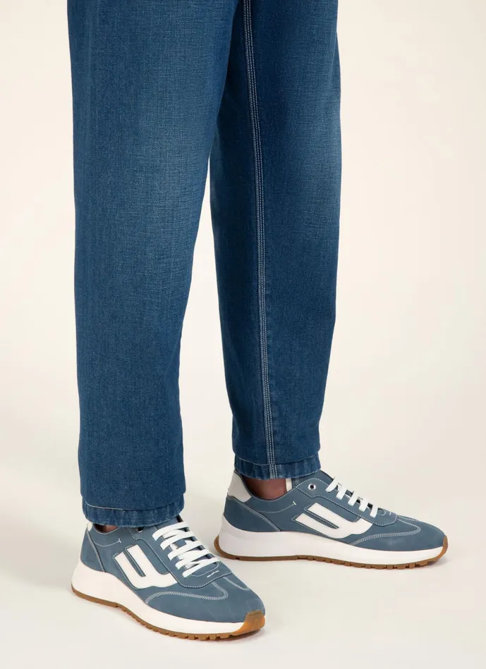 Men Bally Sneakers Demyl 8211 Leather Sneakers In Blue and White