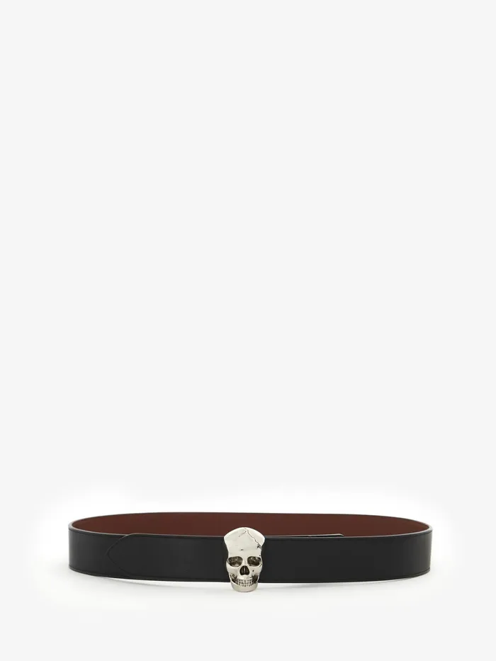 Men Belts Alexander McQueen 3D Skull Belt Black