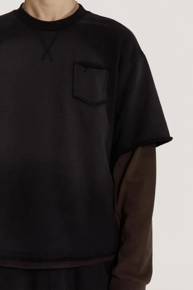 Men Black Double Layered Oversized Washed Top Jaded London TShirts and Vests