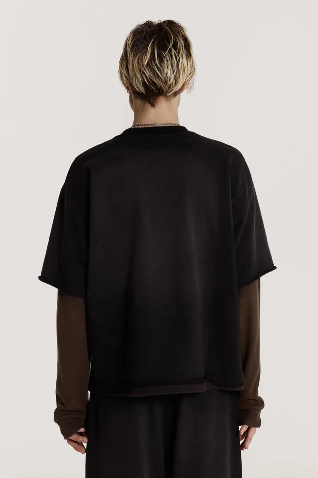 Men Black Double Layered Oversized Washed Top Jaded London TShirts and Vests