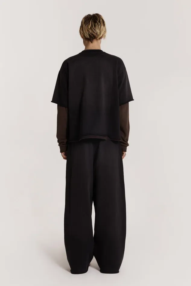 Men Black Double Layered Oversized Washed Top Jaded London TShirts and Vests