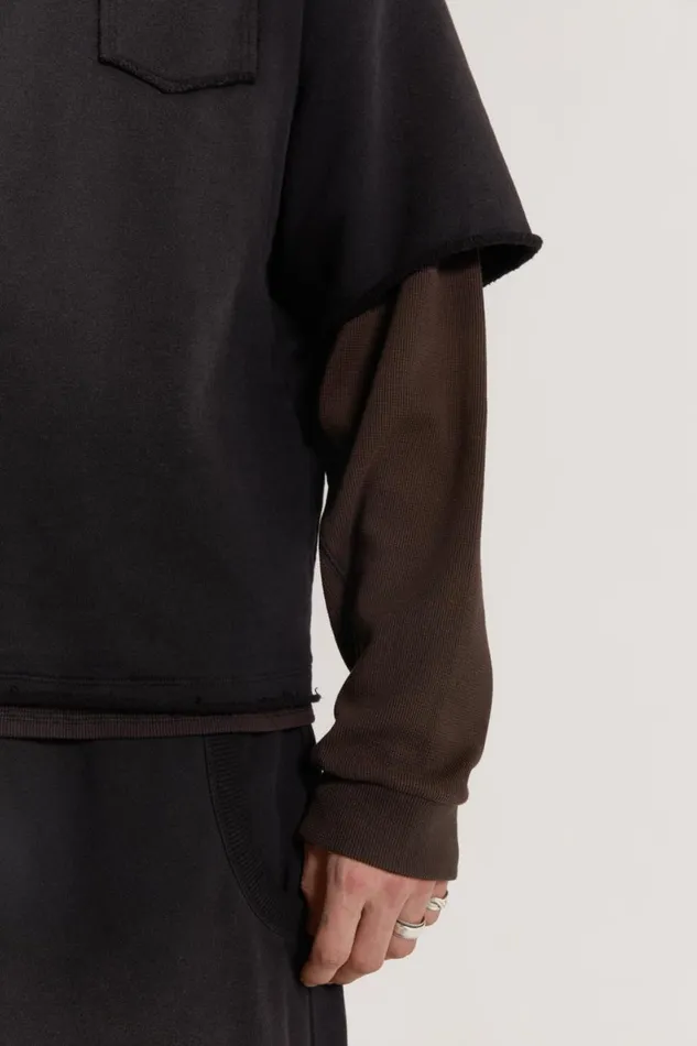 Men Black Double Layered Oversized Washed Top Jaded London TShirts and Vests