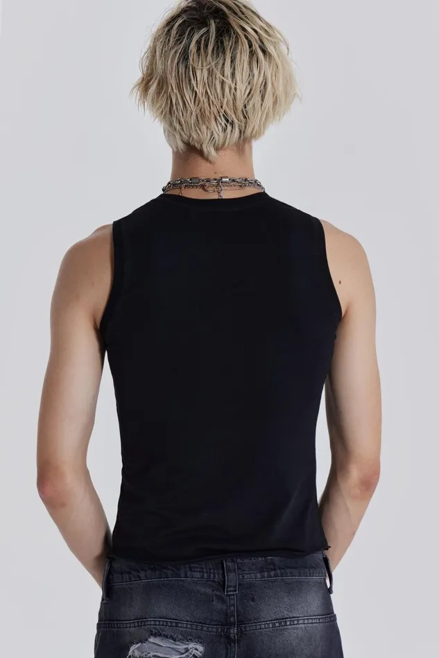 Men Black Hardware Star Vest Jaded London TShirts and Vests