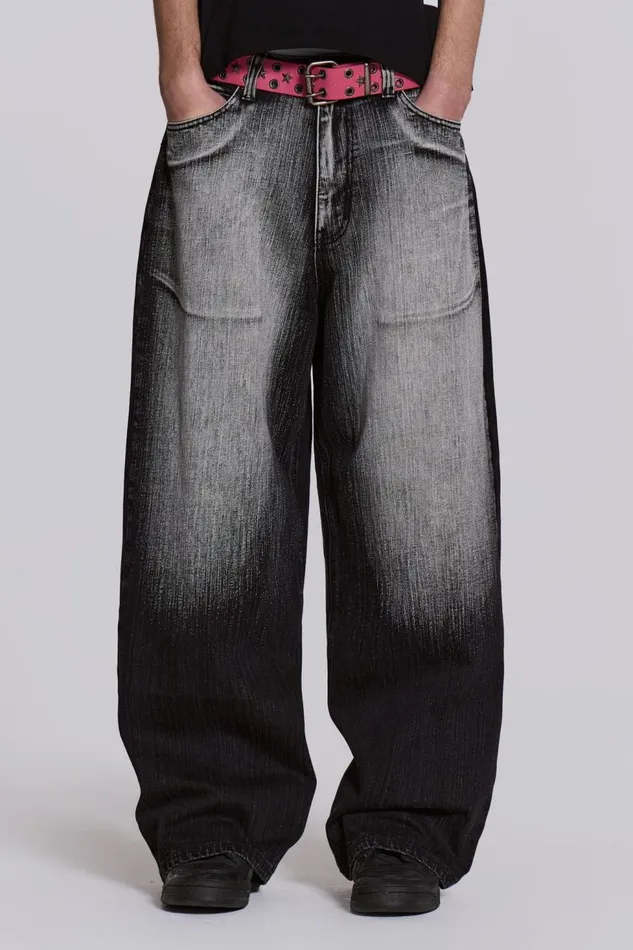 Men Black White Wash XL Colossus Jeans Jaded London Colossus Jeans