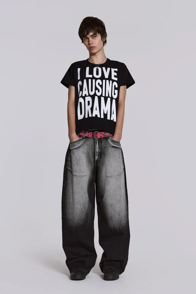 Men Black White Wash XL Colossus Jeans Jaded London Colossus Jeans