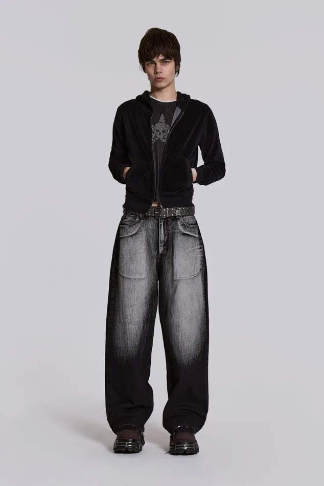 Men Black White Wash XL Colossus Jeans Jaded London Colossus Jeans