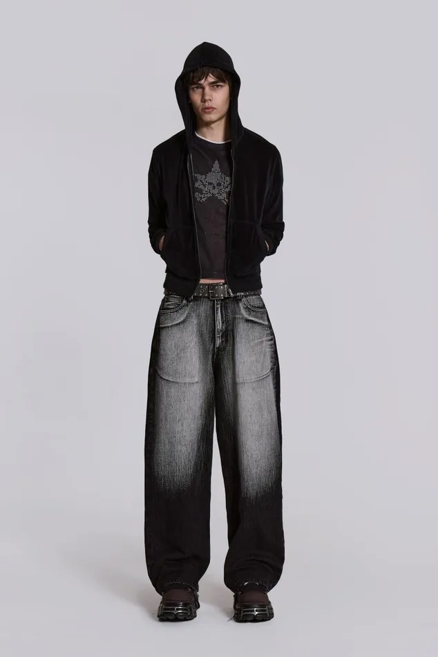 Men Black White Wash XL Colossus Jeans Jaded London Colossus Jeans