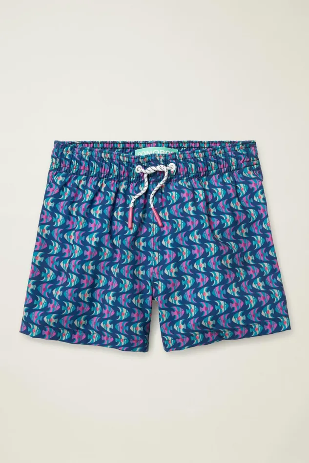Men Bonoboys Swim Trunks Navy Pink Fish Waves Bonobos Swim Trunks