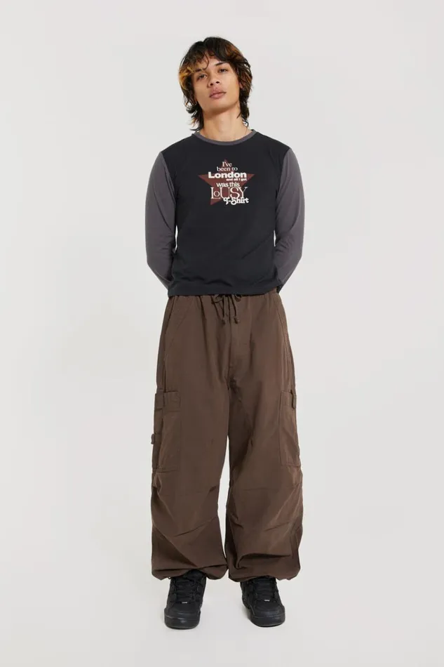 Men Brown Parachute Cargo Pants Jaded London Parachute Pants