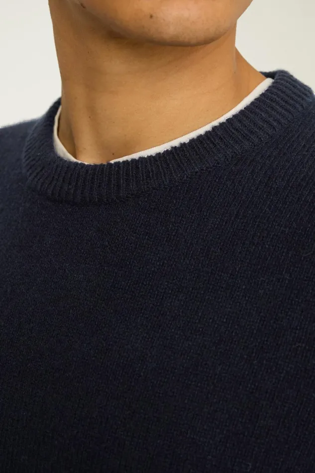 Men Cashmere Crew Neck Sweater Navy Blue Bonobos Crew and VNeck Sweaters