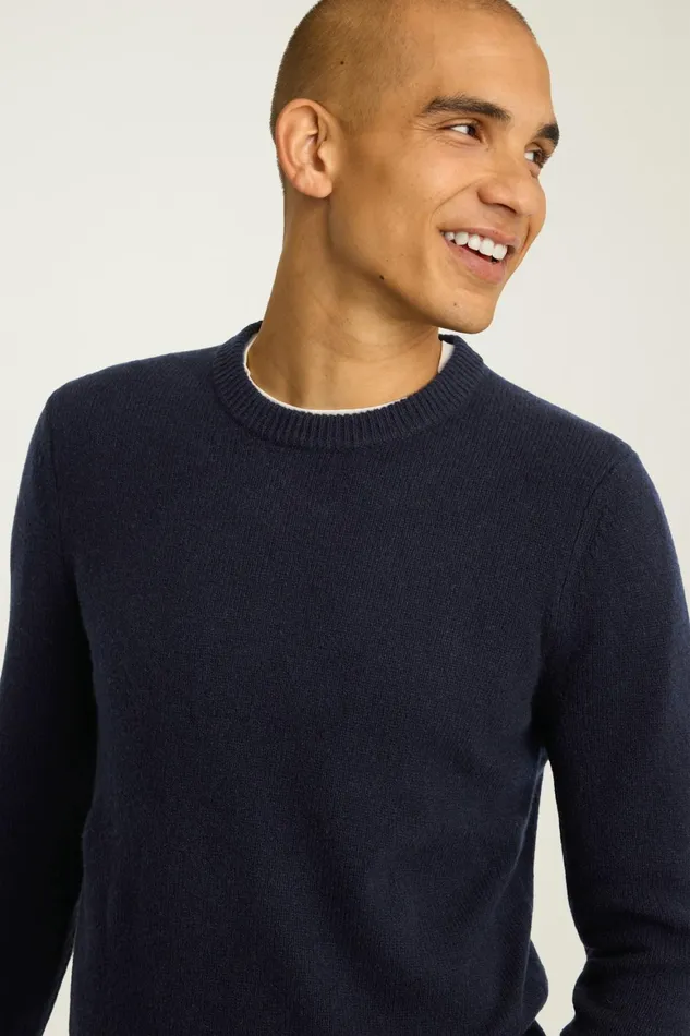Men Cashmere Crew Neck Sweater Navy Blue Bonobos Crew and VNeck Sweaters