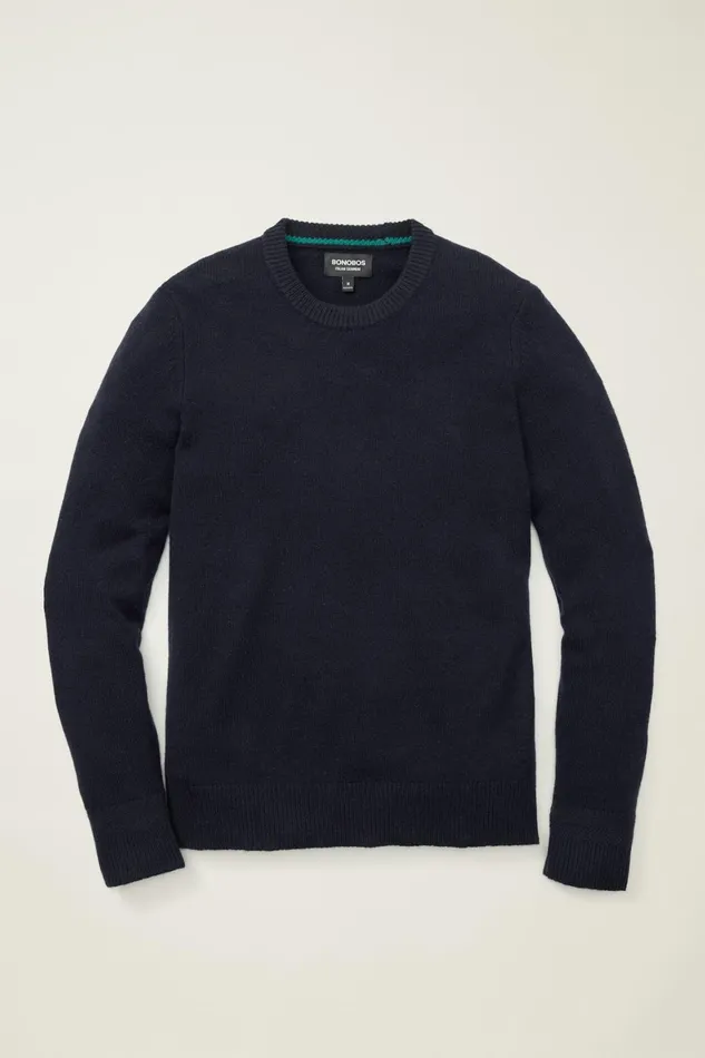 Men Cashmere Crew Neck Sweater Navy Blue Bonobos Crew and VNeck Sweaters