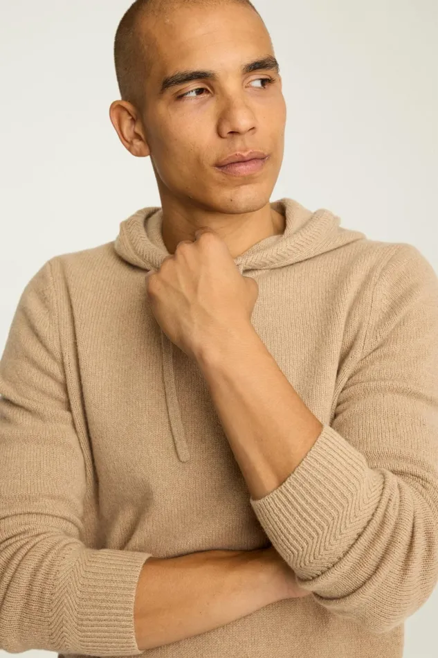 Men Cashmere Hoodie Camel Bonobos Sweatshirts and Hoodies