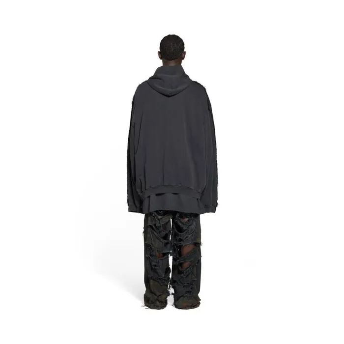 Men Coats and Jackets Balenciaga Balenciaga Paris Hybrid Hooded Jacket In Black