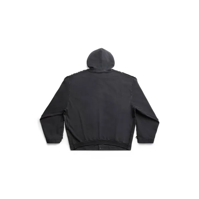 Men Coats and Jackets Balenciaga Balenciaga Paris Hybrid Hooded Jacket In Black