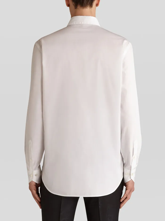 Men Cotton Shirt With Embroidered Plastron Etro Shirts
