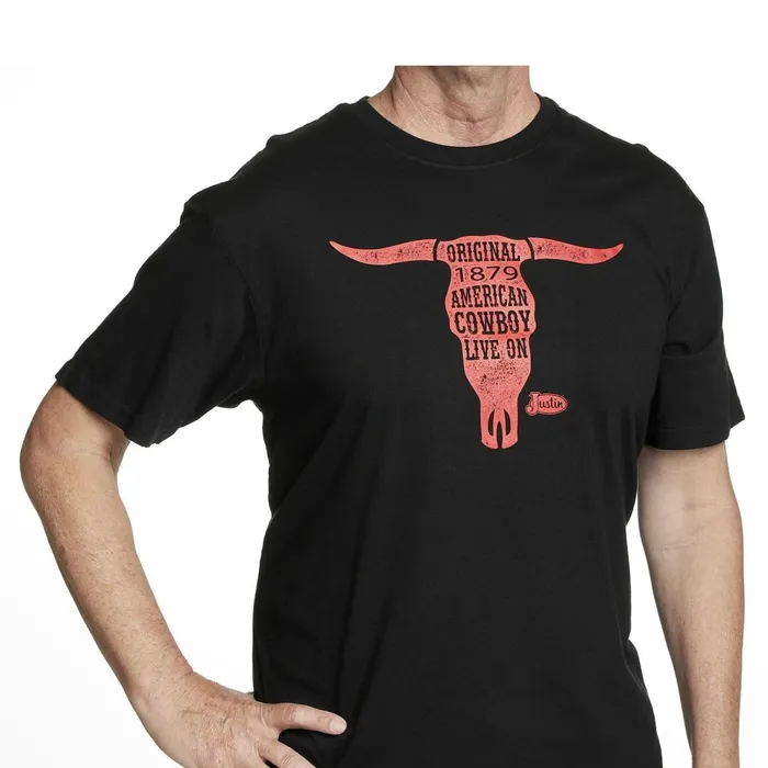 MEN Cowboy Live On Tee Black Justin Boots TShirts and Polos